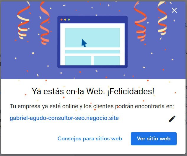 Activar tu sitio web gratis de Google Business Profile